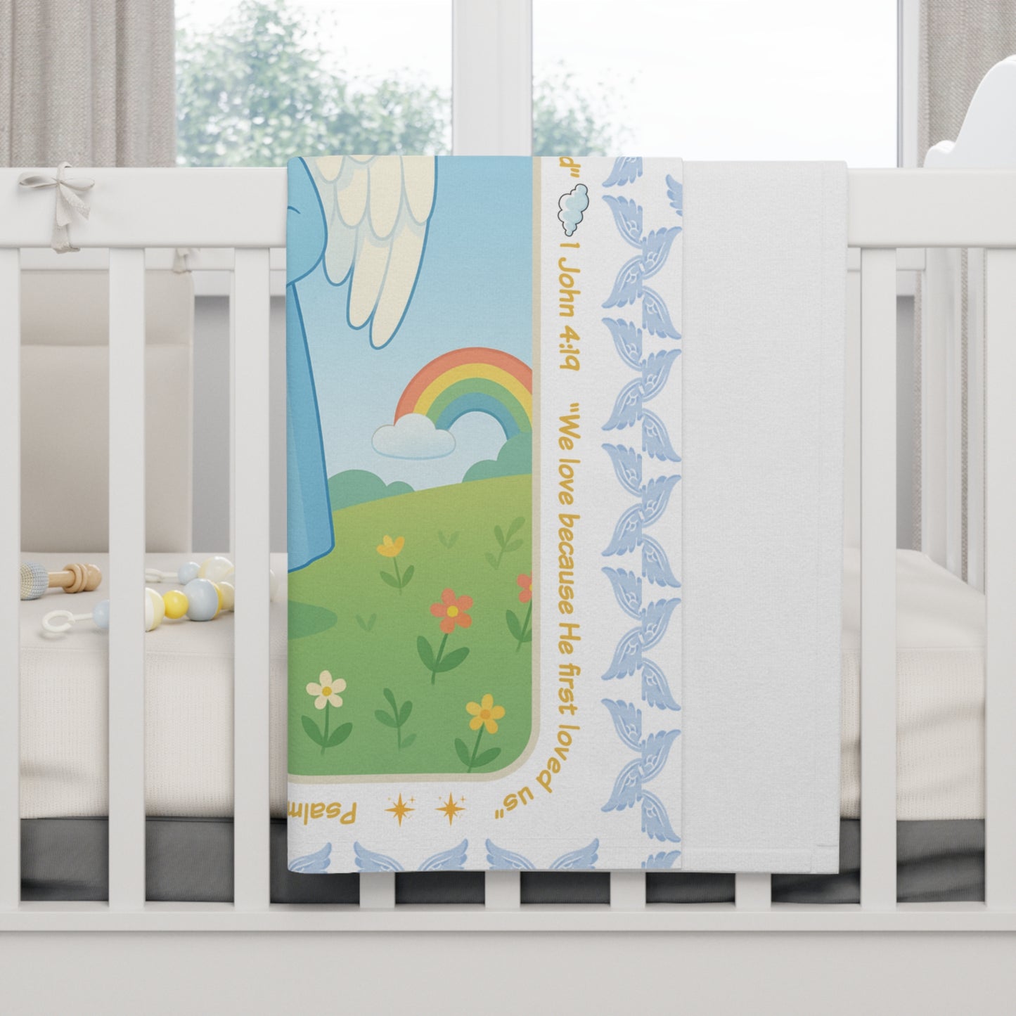 Angel Prayer Fleece Baby Blanket - Soft Nursery Gift for Newborns