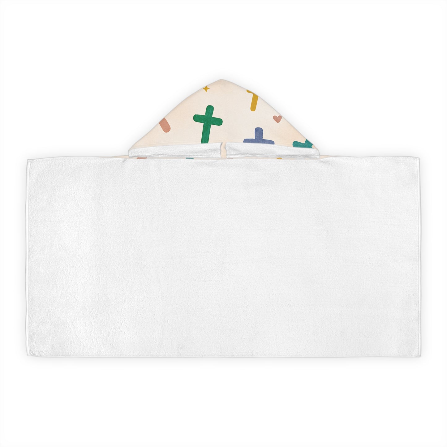 Hooded Towel — Pastel Crosses Pattern for Kids