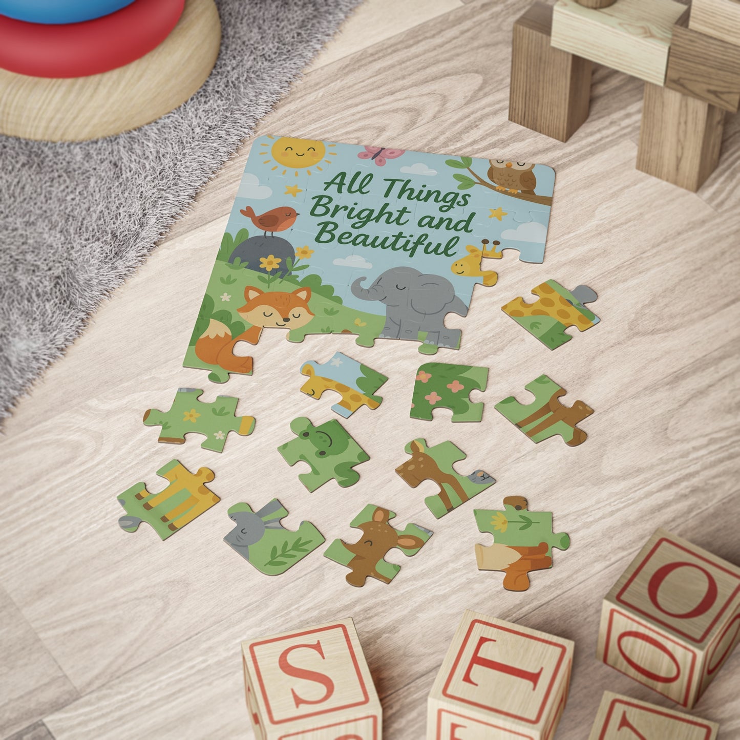 All Things Bright and Beautiful 30-Piece Kids Puzzle — Cute Woodland & Safari Animals