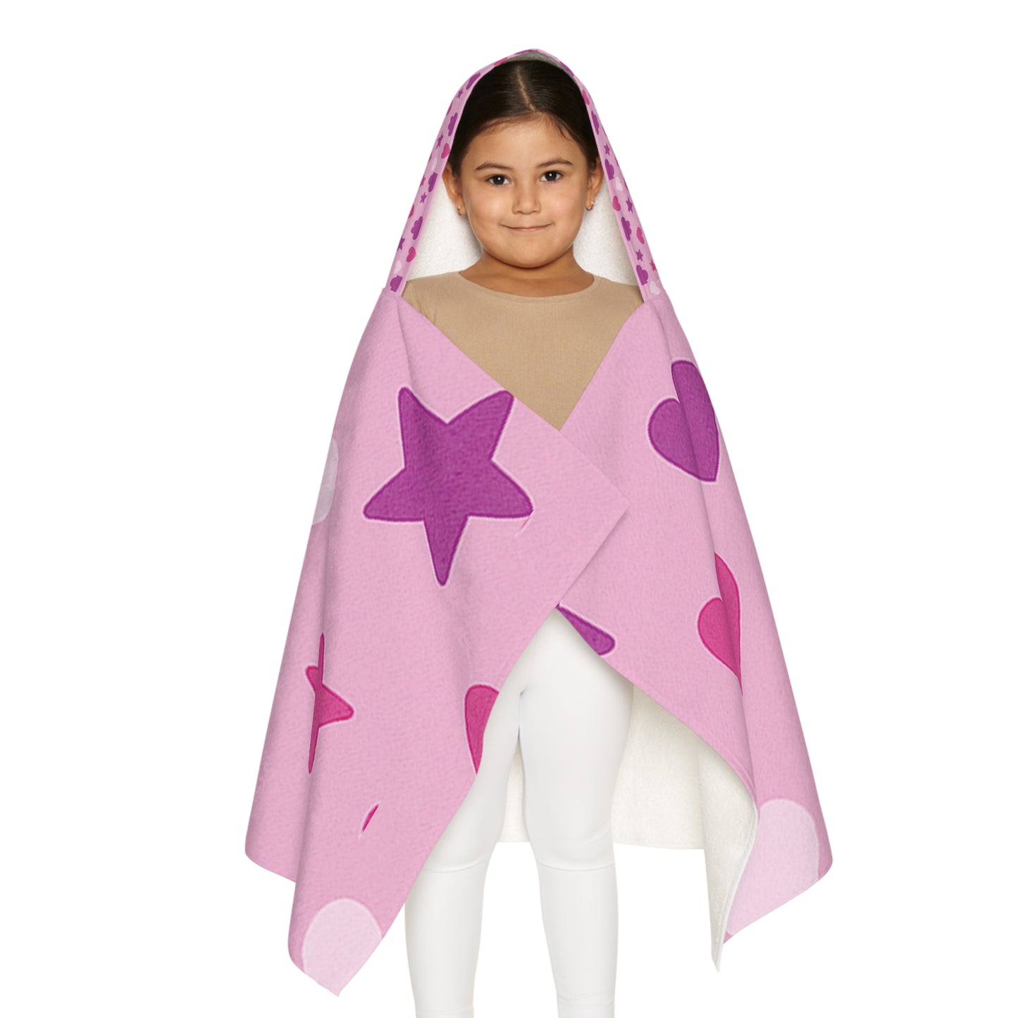 Kids Pink Heart & Stars Hooded Towel — Youth Bath & Beach Wrap