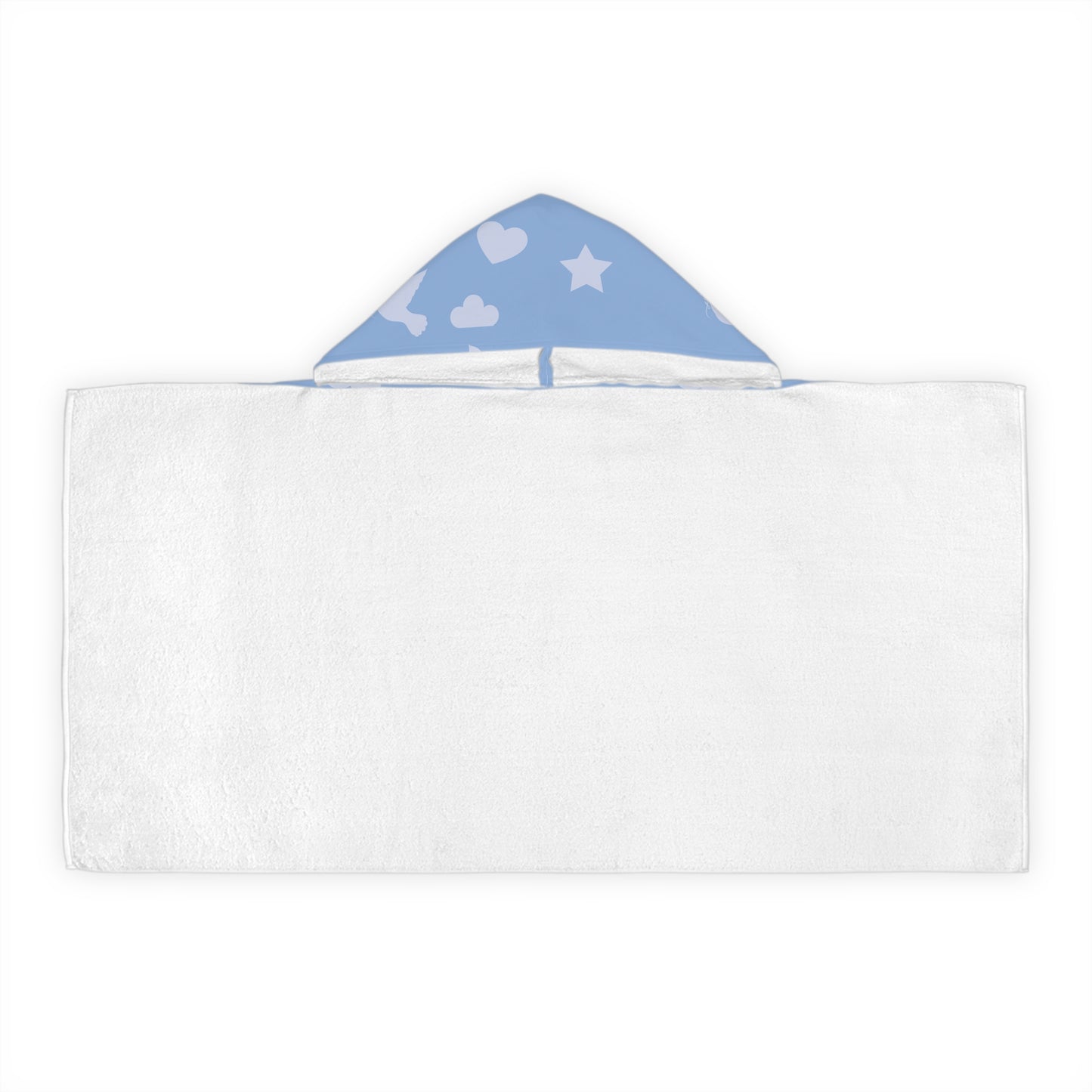 Kids Hooded Towel - Blue Baptism/Christening Pattern with Crosses, Doves & Hearts