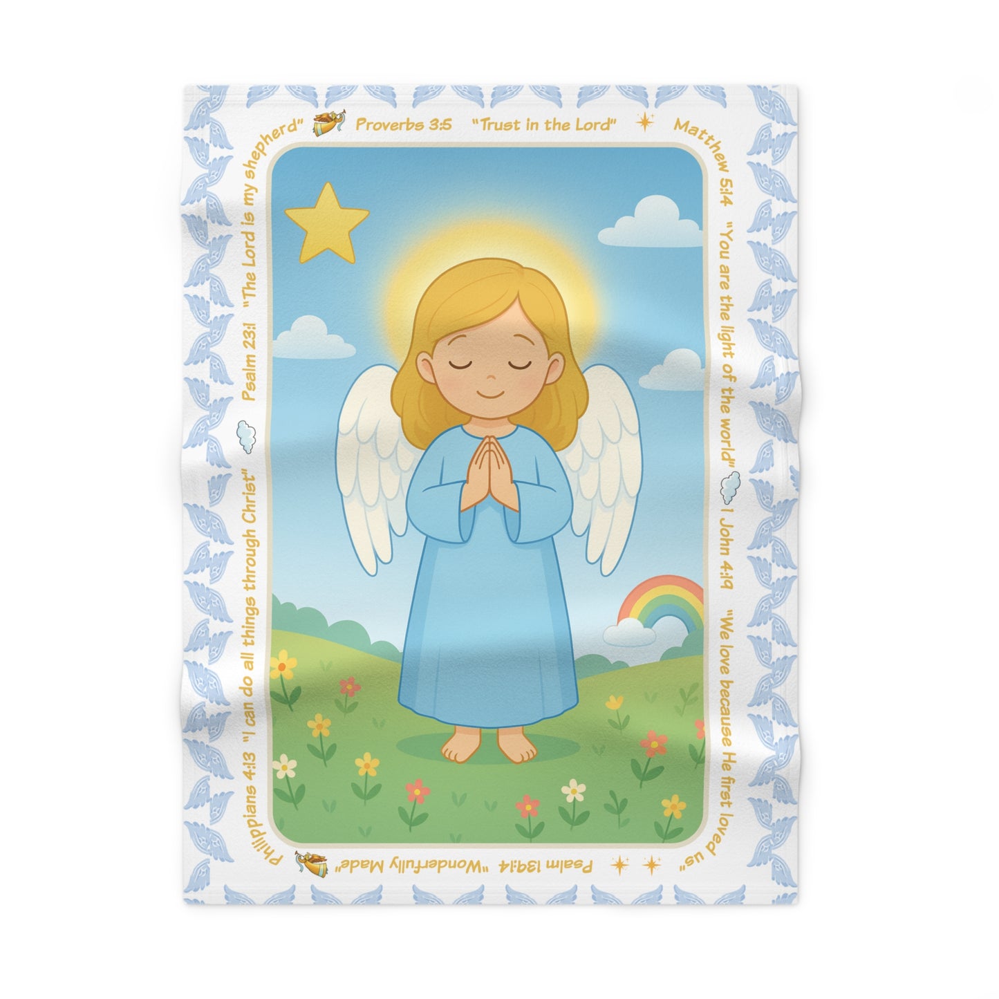 Angel Prayer Fleece Baby Blanket - Soft Nursery Gift for Newborns