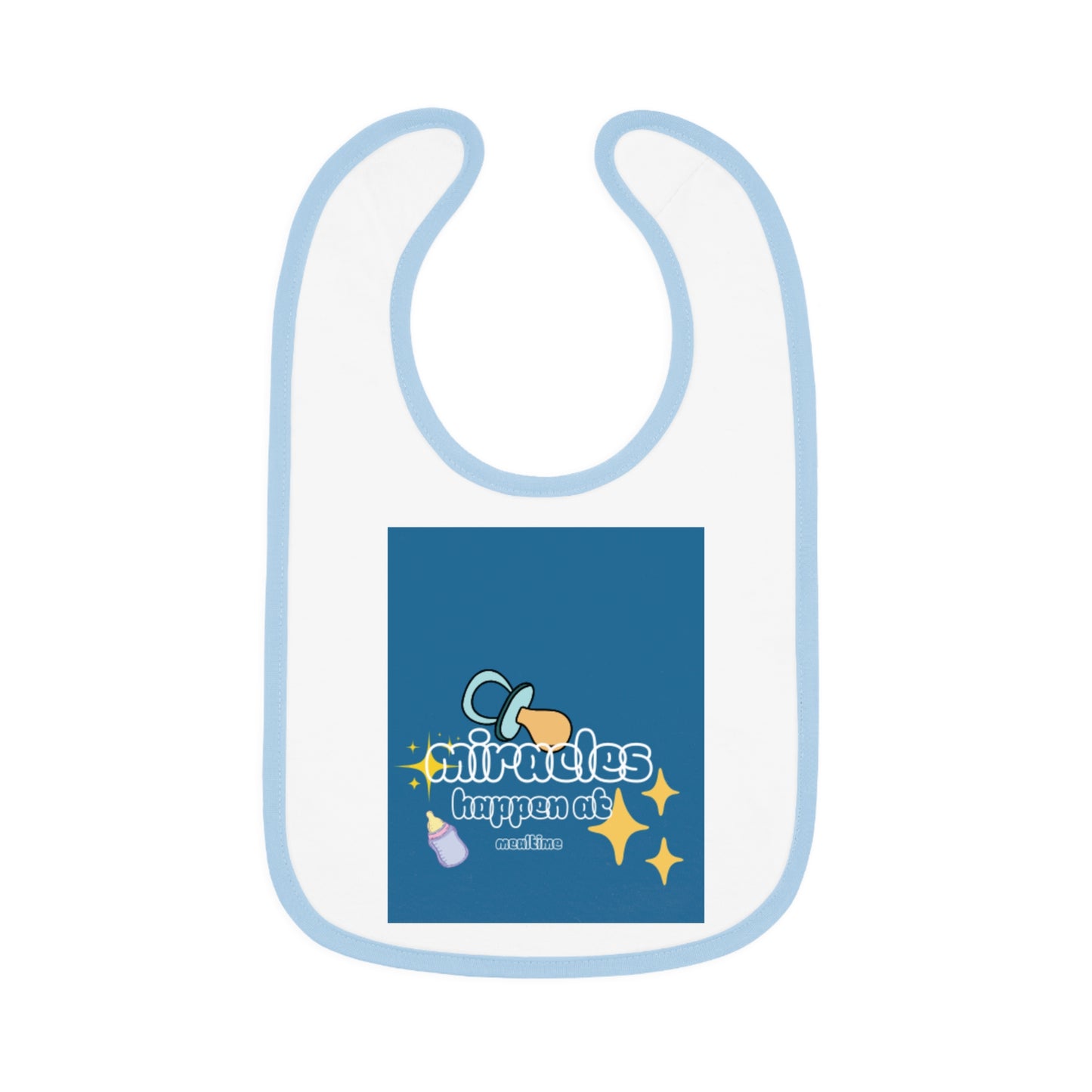 Miracles Happen Baby Bib - Cute Contrast Trim Jersey for Feedings