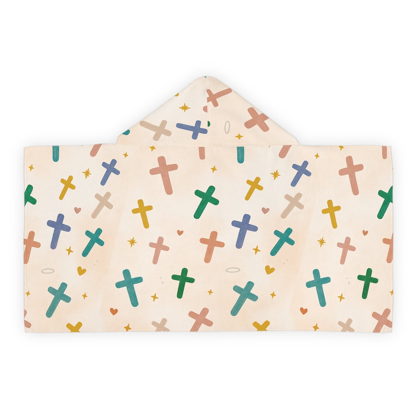 Hooded Towel — Pastel Crosses Pattern for Kids
