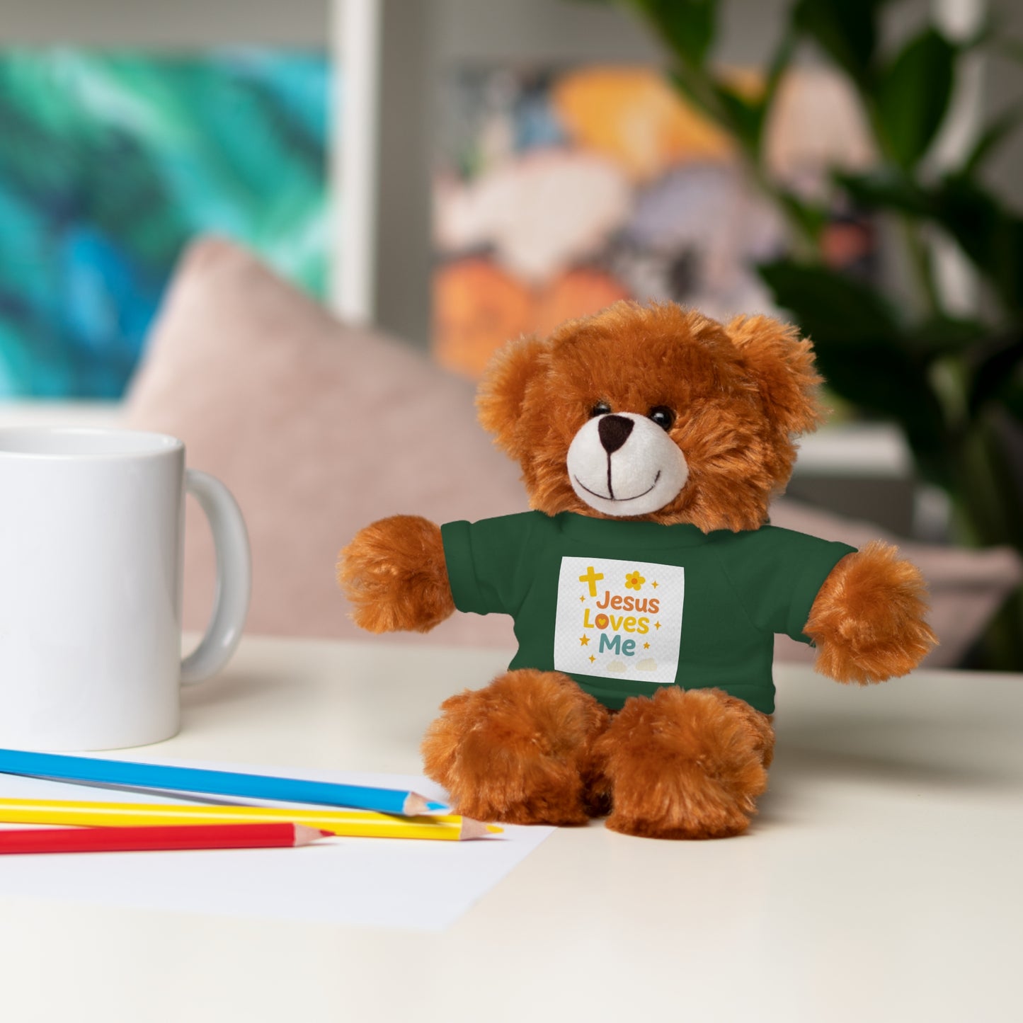Plush Bear — 'Jesus Loves Me' T-Shirt Teddy