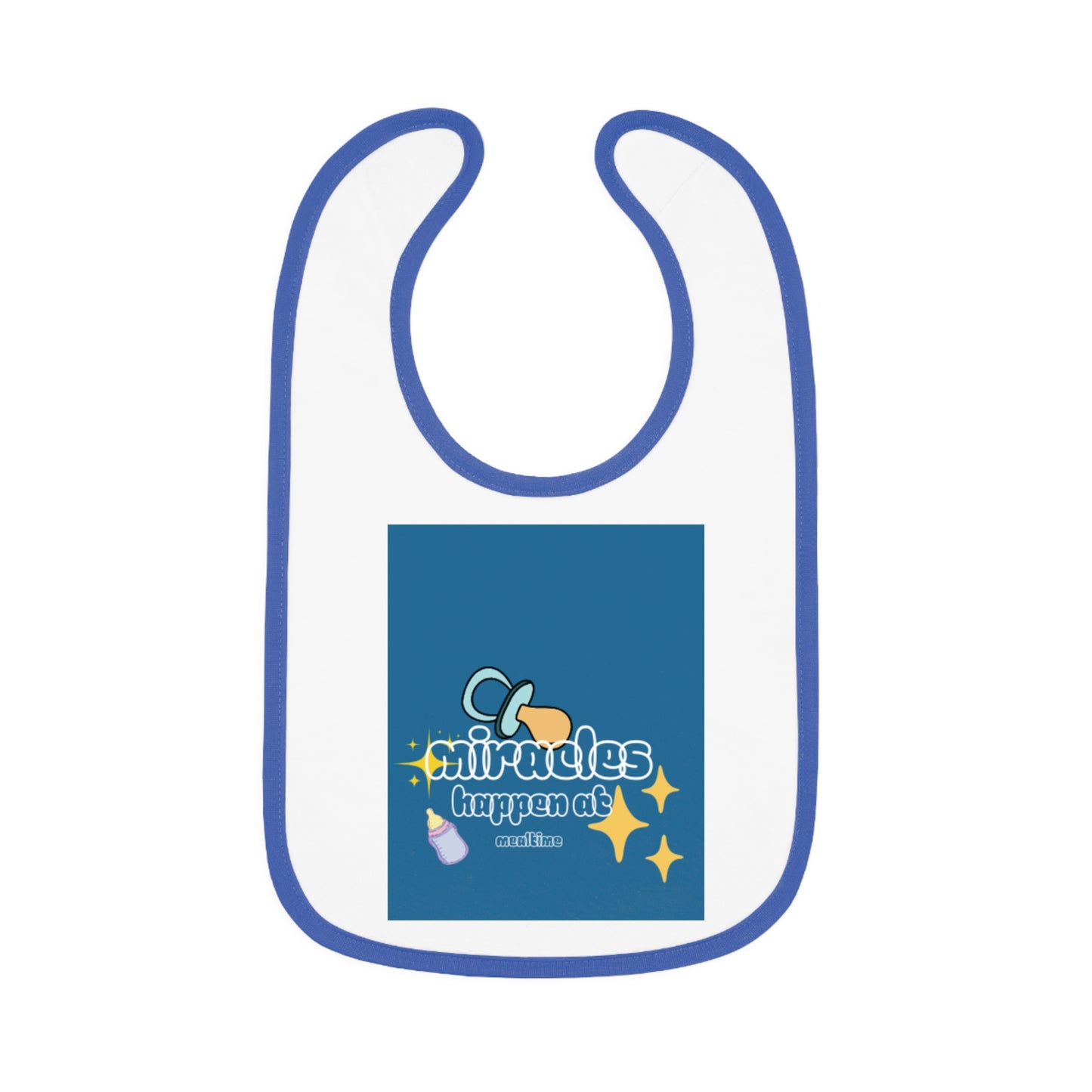 Miracles Happen Baby Bib - Cute Contrast Trim Jersey for Feedings