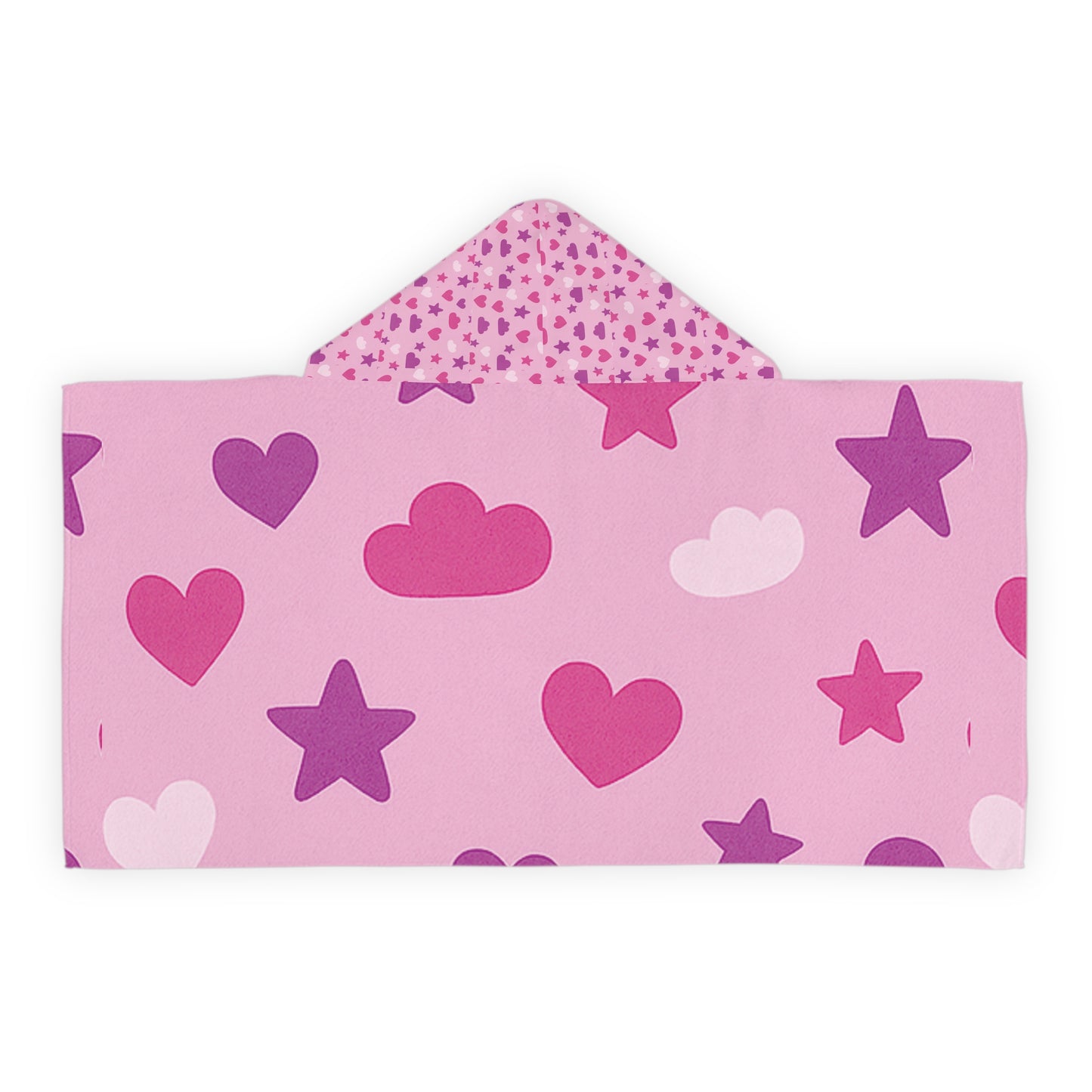 Kids Pink Heart & Stars Hooded Towel — Youth Bath & Beach Wrap