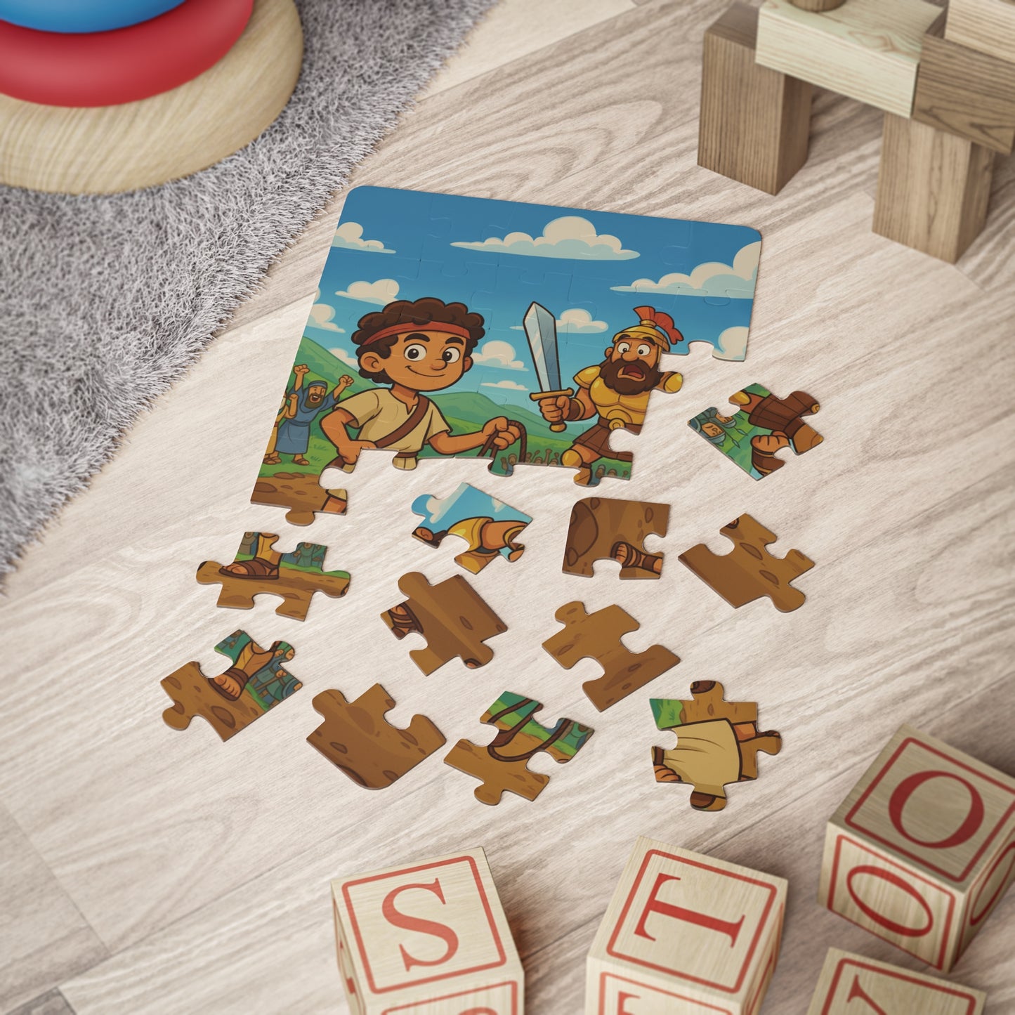 Biblical David & Goliath Kids Puzzle — 30-Piece Toddler Bible Story Puzzle